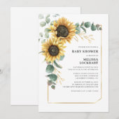 Invitation Baby shower vert de tournesol floral Eucalyptus (Devant / Derrière)
