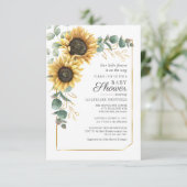 Invitation Baby shower vert de tournesol floral Eucalyptus (Debout devant)