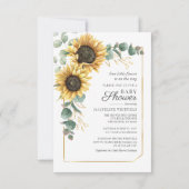 Invitation Baby shower vert de tournesol floral Eucalyptus (Dos)