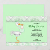 Invitation BABY SHOWER vert doux (Devant / Derrière)