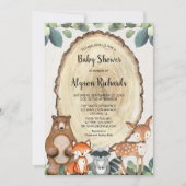Invitation Baby shower vert doux bois neutre genre (Devant)