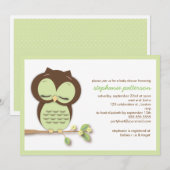 Invitation Baby shower vert doux et doré de Chouette Neutre (Devant / Derrière)