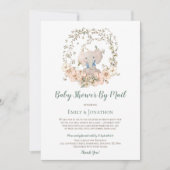 Invitation Baby shower vert Eléphant vintage par mail (Devant)