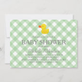 Invitation Baby shower vert En vichy en caoutchouc (Devant)