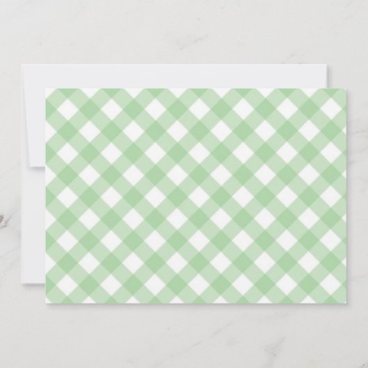 Invitation Baby shower vert En vichy en caoutchouc (Dos)