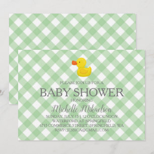 Invitation Baby shower vert En vichy en caoutchouc