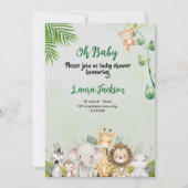 Invitation baby shower vert et blanc (Devant)