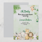 Invitation baby shower vert et blanc (Devant / Derrière)