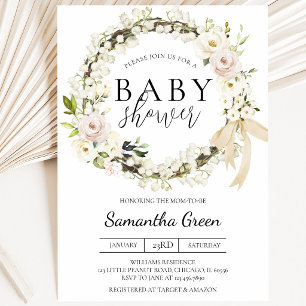 Invitation Baby Shower Vert et Blanc