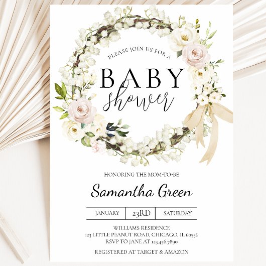 Invitation Baby Shower Vert et Blanc
