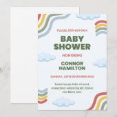 Invitation Baby shower vert et bleu mignon (Devant / Derrière)