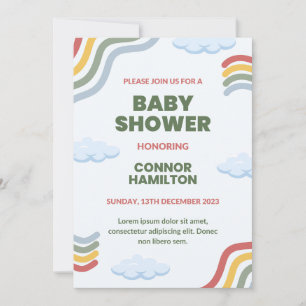 Invitation Baby shower vert et bleu mignon
