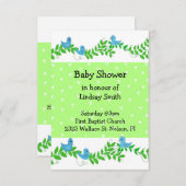 Invitation Baby shower vert et bleu nature (Devant / Derrière)