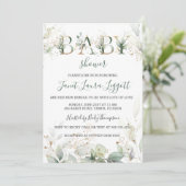 Invitation Baby shower vert et doré (Debout devant)