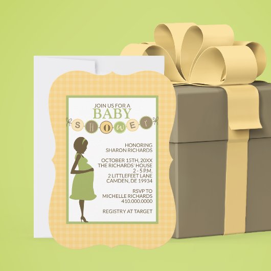 Invitation Baby shower vert et jaune
