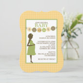 Invitation Baby shower vert et jaune (Debout devant)