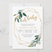 Invitation Baby Shower Vert et Or (Devant)