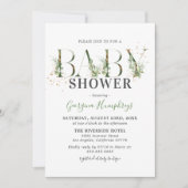 Invitation Baby shower vert et or (Devant)