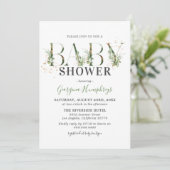 Invitation Baby shower vert et or (Debout devant)