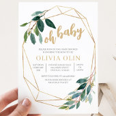 Invitation Baby Shower Vert et Or