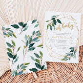 Invitation Baby Shower Vert et Or