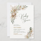 Invitation Baby Shower Vert et Or Boho Botanique (Devant)
