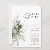 Invitation Baby shower vert et or moderne (Devant)