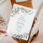 Invitation Baby shower vert Eucalyptus