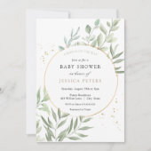 Invitation Baby shower vert Eucalyptus (Devant)