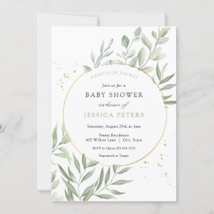 Invitation Baby shower vert Eucalyptus