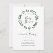 Invitation Baby shower vert Eucalyptus (Devant)