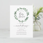 Invitation Baby shower vert Eucalyptus (Debout devant)