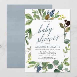 Invitation Baby shower vert eucalyptus sans sexe