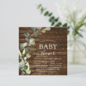 Invitation Baby shower Vert Eucalyptus Succulent Rustique (Debout devant)
