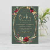 Invitation Baby shower vert foncé du Fleur sauvage Boho géomé (Debout devant)