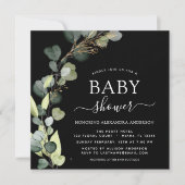 Invitation Baby Shower Vert Foncé Eucalyptus (Devant)