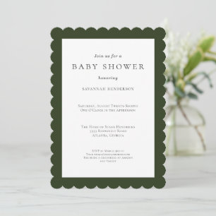 Invitation Baby Shower Vert Forêt Simple et Amusant