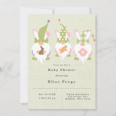 Invitation Baby shower vert Gnomes de Pâques (Devant)