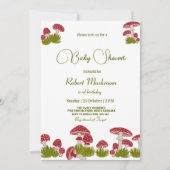 Invitation Baby shower vert Goblincore Fly Mushrooms (Devant)