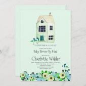 Invitation Baby shower vert mignon par courrier (Devant / Derrière)