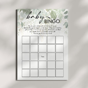 Invitation Baby shower vert moderne Baby Bingo Card