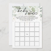 Invitation Baby shower vert moderne Baby Bingo Card (Devant)