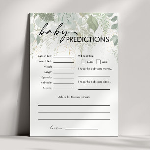 Invitation Baby shower vert moderne Baby Predictions Card
