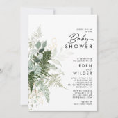 Invitation Baby shower vert moderne et Couples or (Devant)