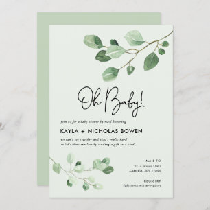 Invitation Baby shower vert moderne par courrier