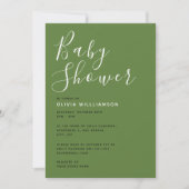 Invitation Baby shower vert moderne Sage (Devant)