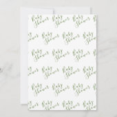 Invitation Baby shower vert moderne Sage (Dos)