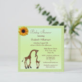Invitation Baby shower vert neutre mignon de girafe de maman (Debout devant)