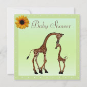 Invitation Baby shower vert neutre mignon de girafe de maman (Dos)