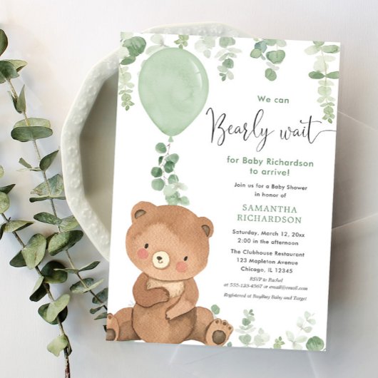 Invitation Baby shower vert neutre pour bébé